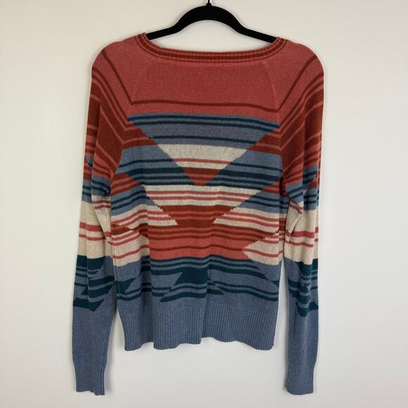 NWT Pendleton Womens Raglan 100% Cotton Tribal Ethnic Grey/Orange Sweater Small - Picture 2 of 9